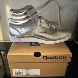Reebok Women's Metallic Silver High-Top Sneakers